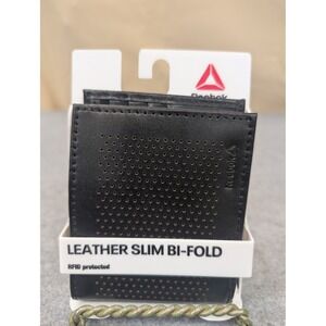 Reebok Leather Slim Bi Fold Wallet RFID Protected‎ Black Perforated Men